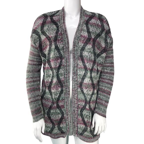 Soft Surroundings Womens Size S/M Sweater Cardigan Black Grey Knit Open - Picture 11 of 15